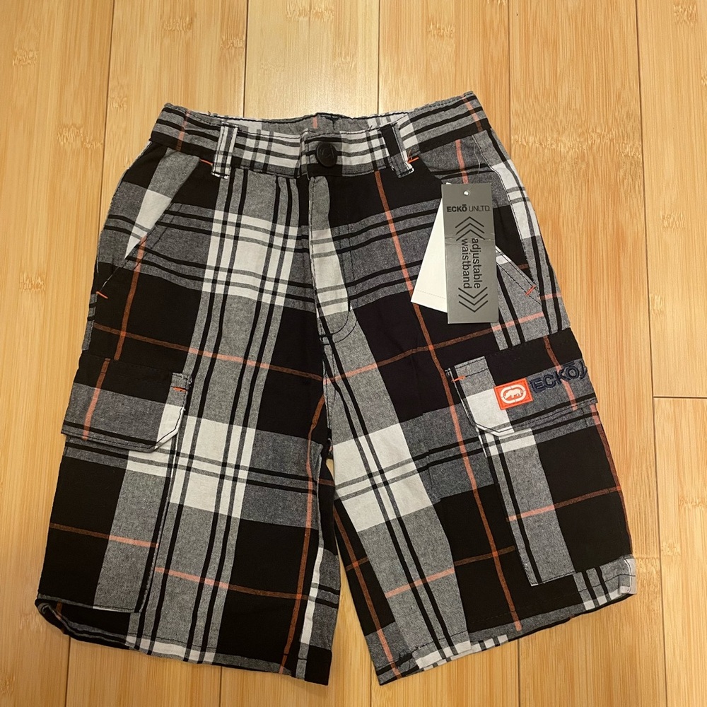 Ecko Unlimited Kids Plaid Cargo Pants - Black and White